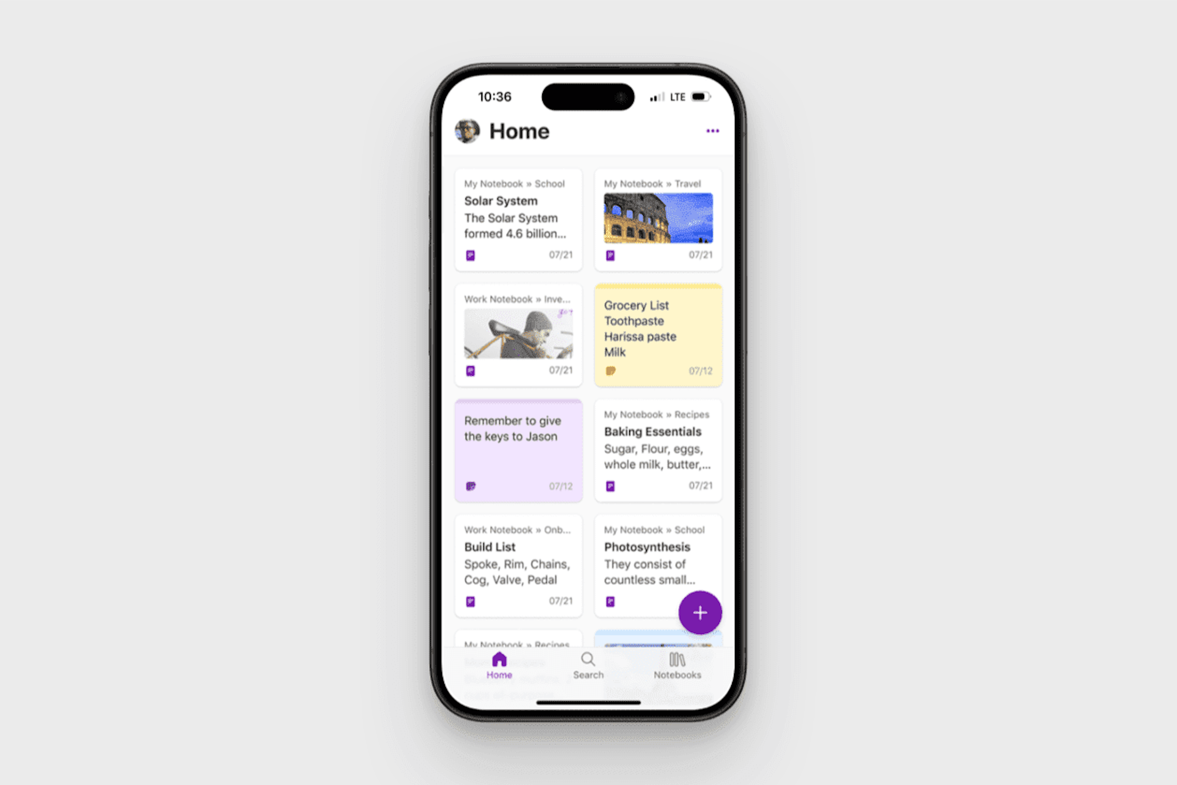 OneNote layout on iPhone