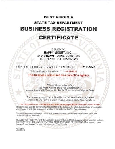 Thumbnail of license PDF