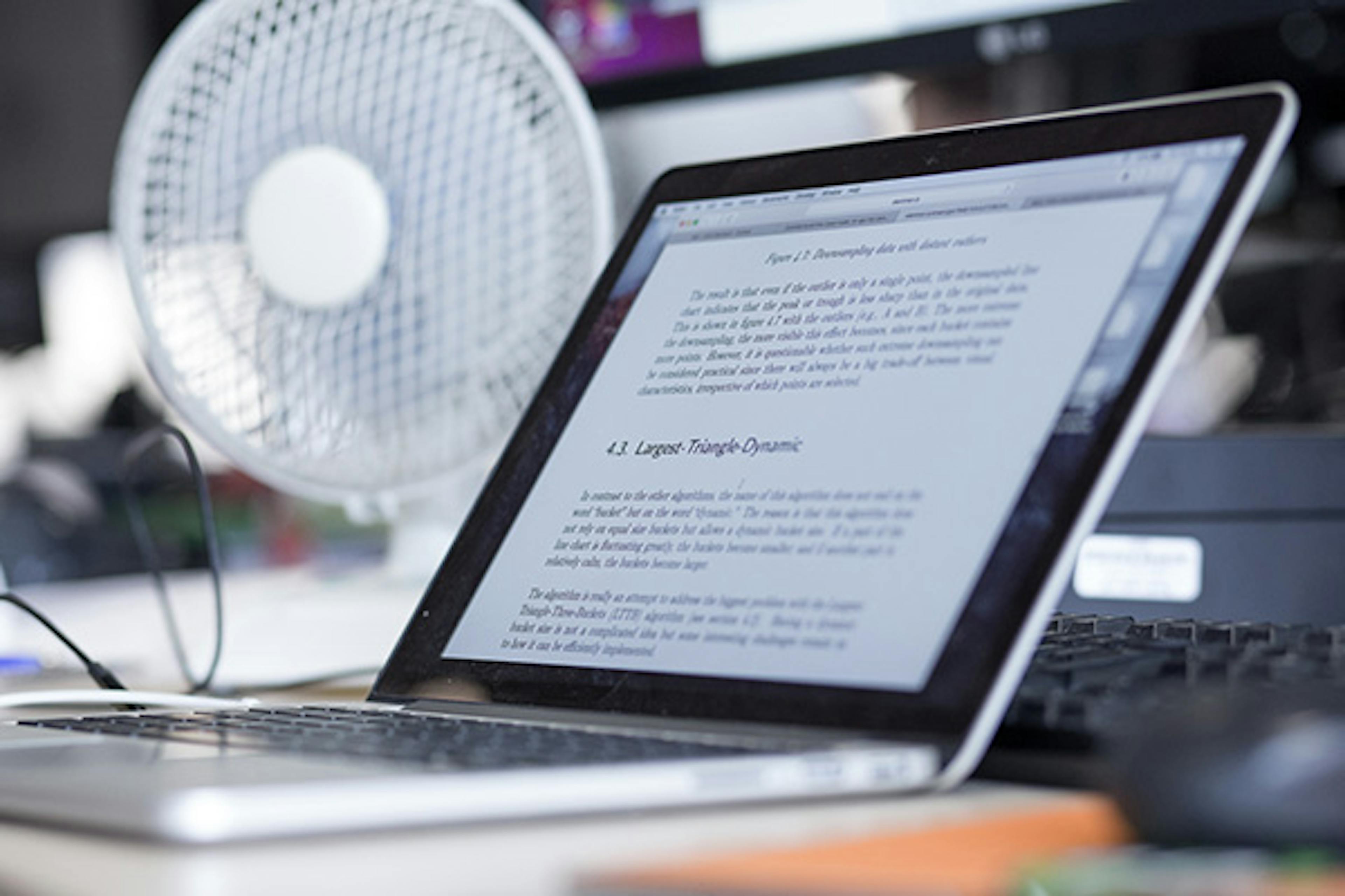 A laptop on a desk